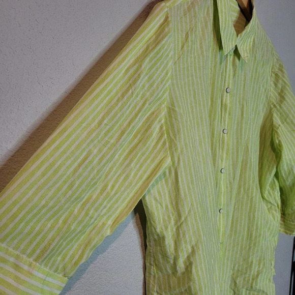 Chico's Womens Seaside Stripe Amalia Button-Up Shirt Large Multicolor 3/4 Sleeve - Picture 3 of 10